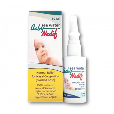 BABY NADIF SEAWATER FOR NASAL CONGESTION ( HYPERTONIC 22 GM / L ) NASAL SPRAY 50 ML